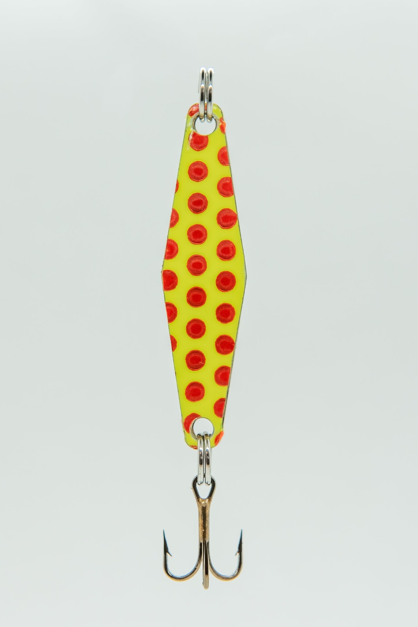 yellow red dot - curly's fishing lures